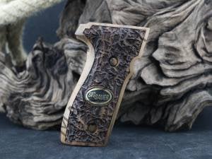 Sig Sauer P 226 Sarı Metal Arma Sig Damar Motif Ceviz Ahşap Silah Kabze