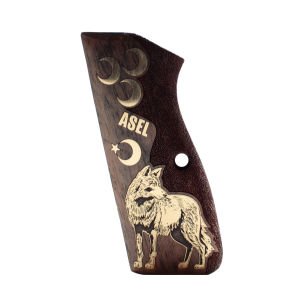Browning Hp Kulaklı Sarı Metal Kurt Ceviz Ahşap Silah Kabze