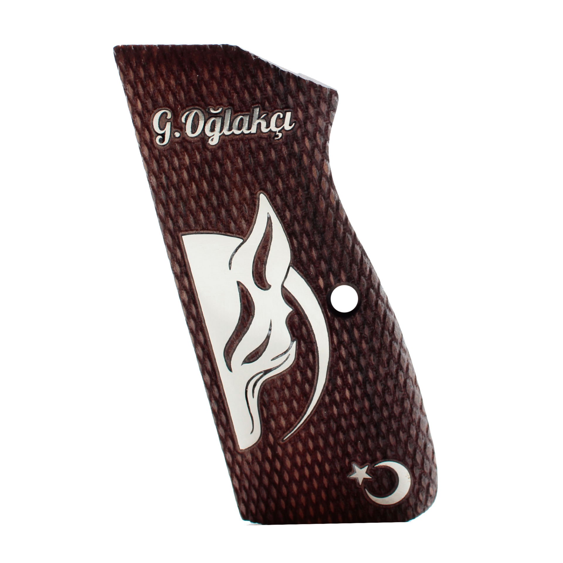 Browning Hp KulaklıSarı Metal Kurt Ceviz Ahşap Silah Kabze