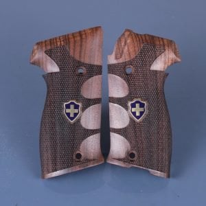 Sig P 220 Sarı Metal Arma Haç Mineli Parmak İzi Ceviz Ahşap Silah Kabze