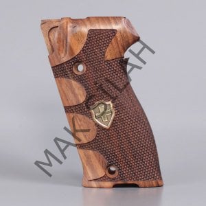 Sig P 220 Sarı Metal Kalkan Haç Parmak İzi Ceviz Ahşap Silah Kabze