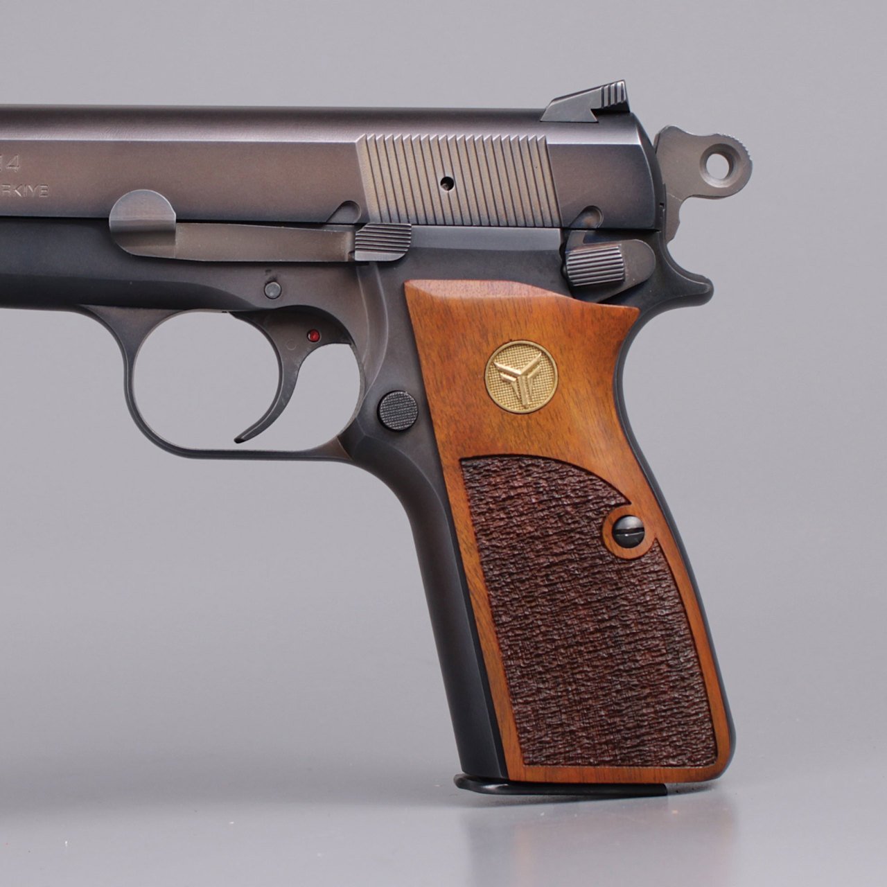 Yavuz 14 Sarı Metal Kurt Orange Tarama Ceviz Ahşap Silah Kabze