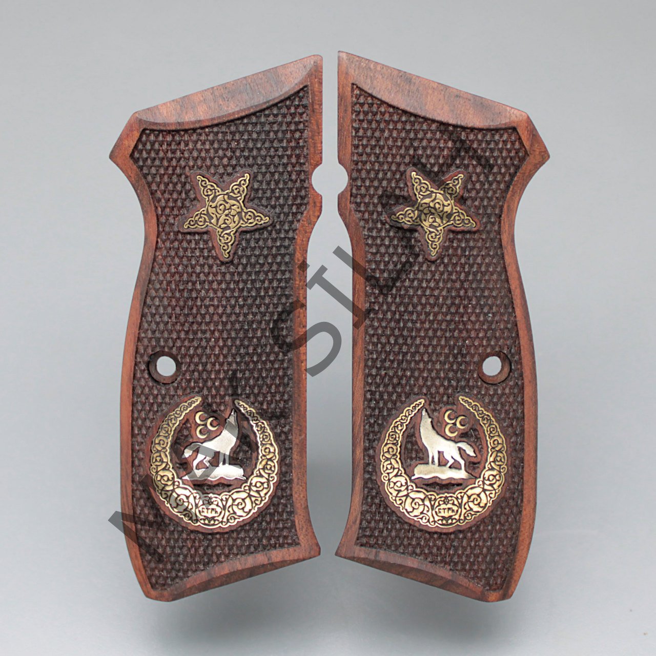 Cz 75 B 85 B Sarı Metal Hilal Kurt Ceviz Ahşap Silah Kabze