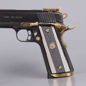 Yavuz 1911 Sarı Metal Kurt Tarama Motif Akrilik Silah Kabze