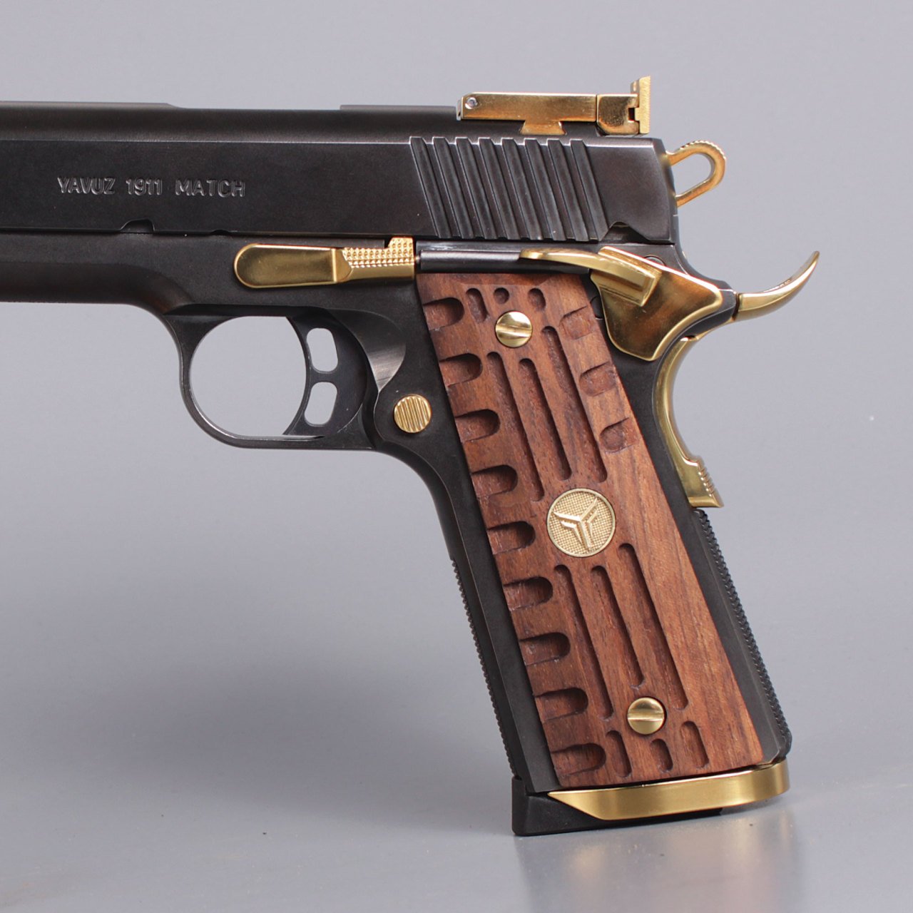 Yavuz 1911Sarı Metal Kurt Orange Oluk Ceviz Ahşap Silah Kabze
