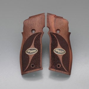 Sig Sauer X5 X6 Sarı Metal Sig Arma Çift Motif Ceviz Ahşap Silah Kabze
