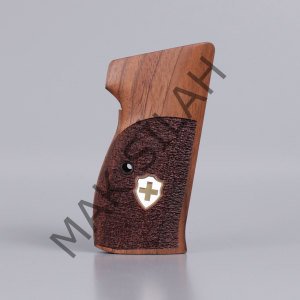 Sig P 210 Ortapedik Halkalı Sarı Metal Kalkan Haç Mineli Ceviz Ahşap Silah Kabze