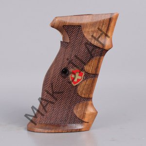 Sig P 210 Atış Sarı Metal Arma Haç Parmak İzi Damla Motif Ceviz Ahşap Silah Kabze