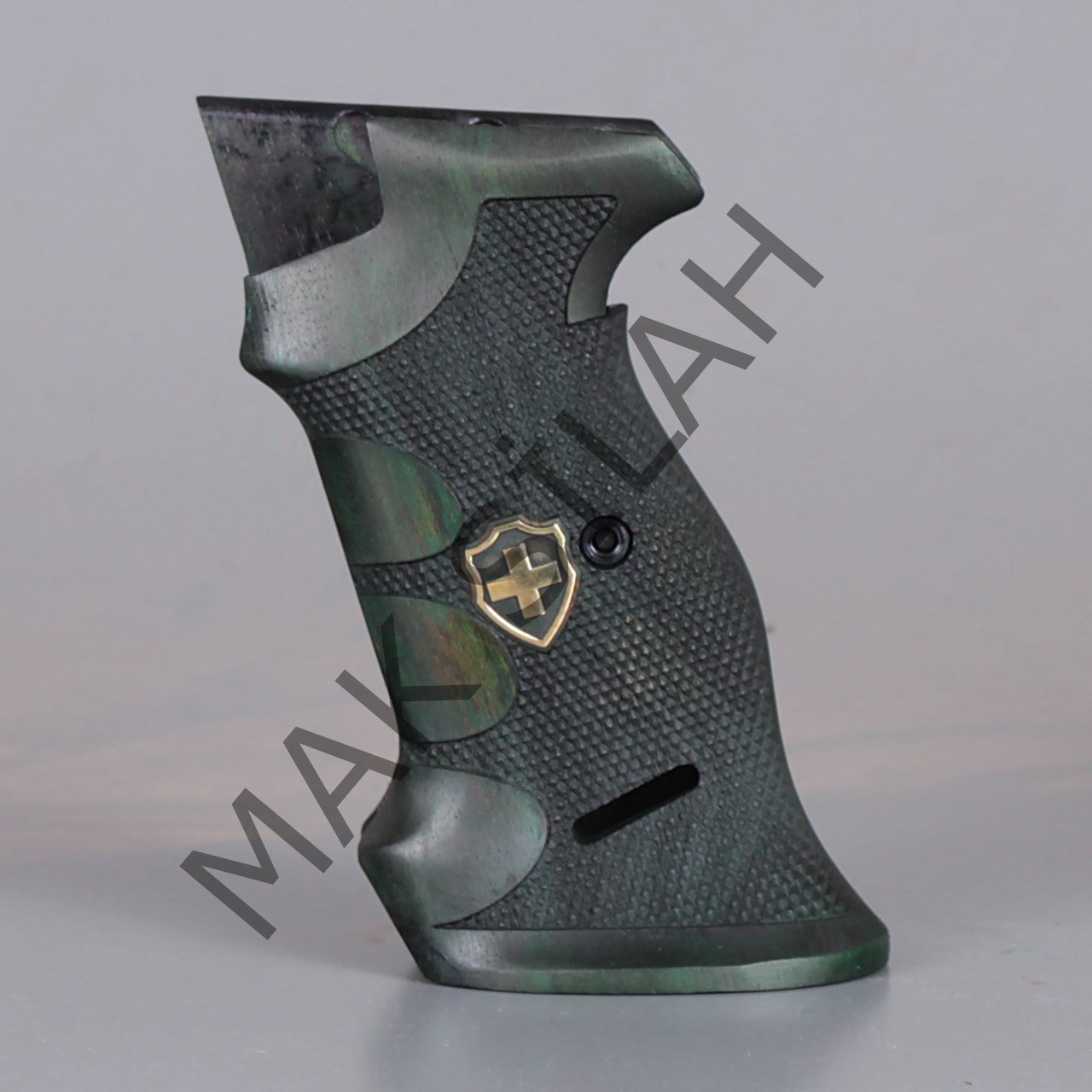 Sig P 210 Atış Green Sarı Metal Haç Parmak İzi Motif Ceviz Ahşap Silah Kabze