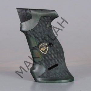 Sig P 210 Atış Green Sarı Metal Haç Parmak İzi Motif Ceviz Ahşap Silah Kabze