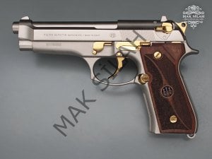 Beretta 92FS // Akımsız Nikel Kaplama,Parçalar Sarı Titanyum,Ceviz Kabze