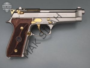 Beretta 92FS // Akımsız Nikel Kaplama,Parçalar Sarı Titanyum,Ceviz Kabze
