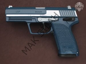 HK USP // Mavi Cerakote Kaplama,Yanaklar Zımpara Parlaklığı