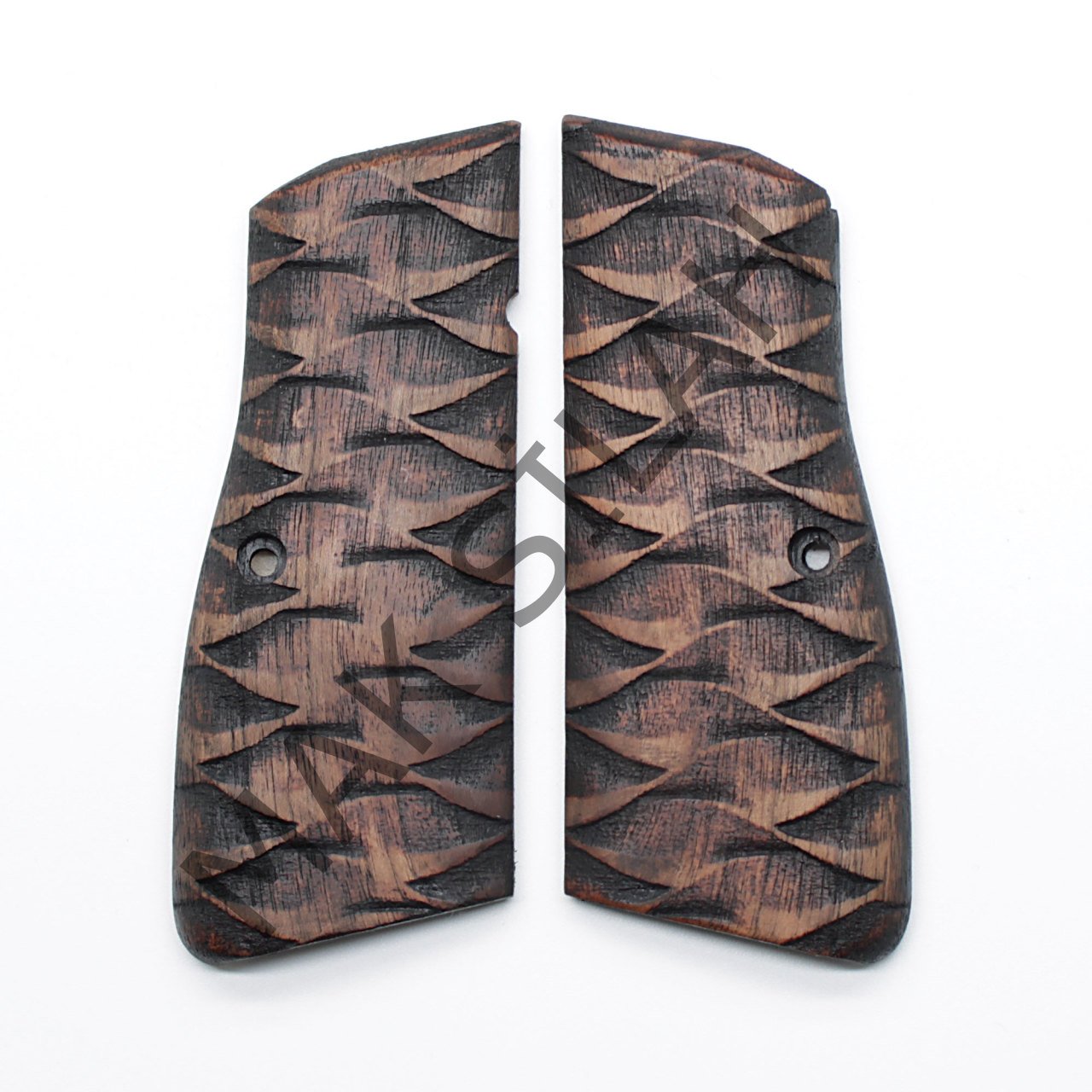 Browning Hp Zigzag Yılan Deri Motif Ceviz Ahşap Silah Kabze