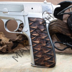 Browning Hp Zigzag Yılan Deri Motif Ceviz Ahşap Silah Kabze