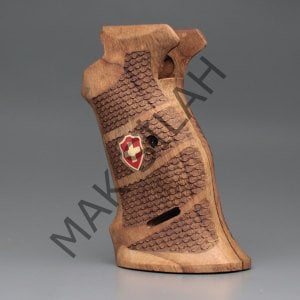 Sig P 210 Atış Sarı Metal Arma Haç Balık Pulu Motif Ceviz Ahşap Silah Kabze