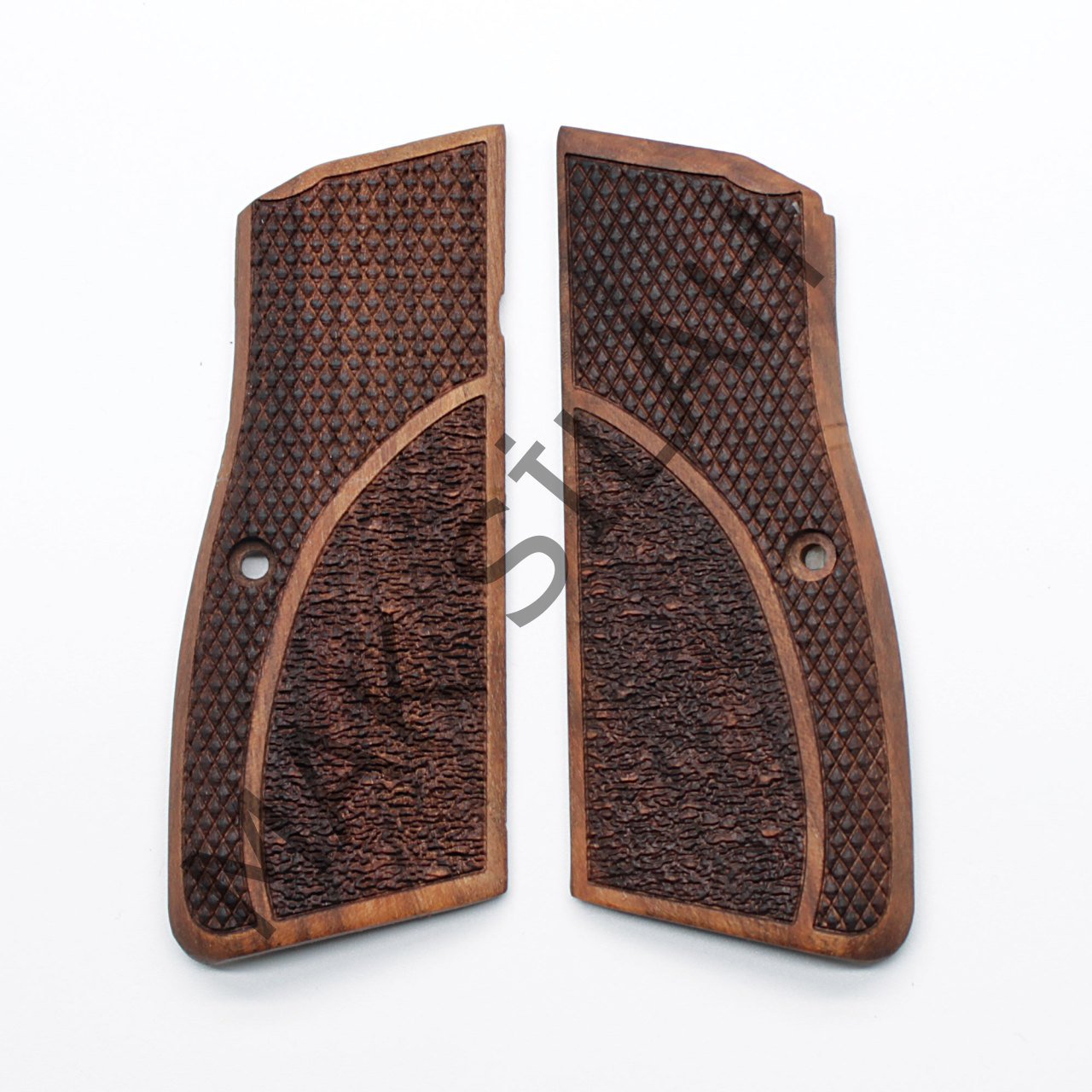 Browning Hp Çift Motif Çizgi Ceviz Ahşap Silah Kabze
