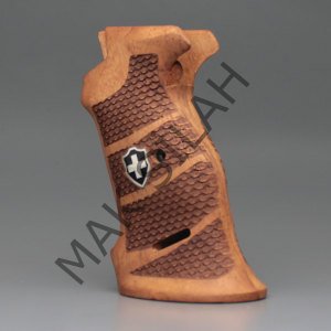 Sig P 210 Atış Beyaz Metal Mineli Balık Pulu Motif Ceviz Ahşap Silah Kabze