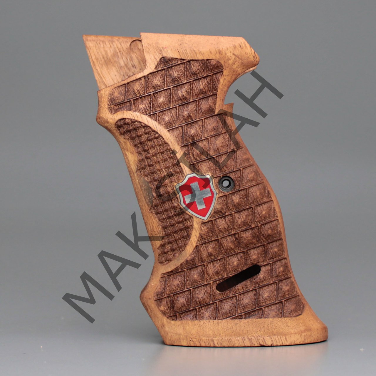 Sig P 210 Atış Beyaz Metal Arma Haç Mineli Çift Motif Ceviz Ahşap Silah Kabze