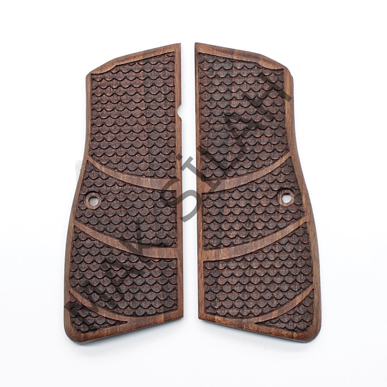 Browning Hp Balık Pulu Motif Ceviz Ahşap Silah Kabze