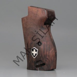 Sig P 210 Ortapedik Halkalı Beyaz Metal Kalkan Mineli Ceviz Ahşap Silah Kabze