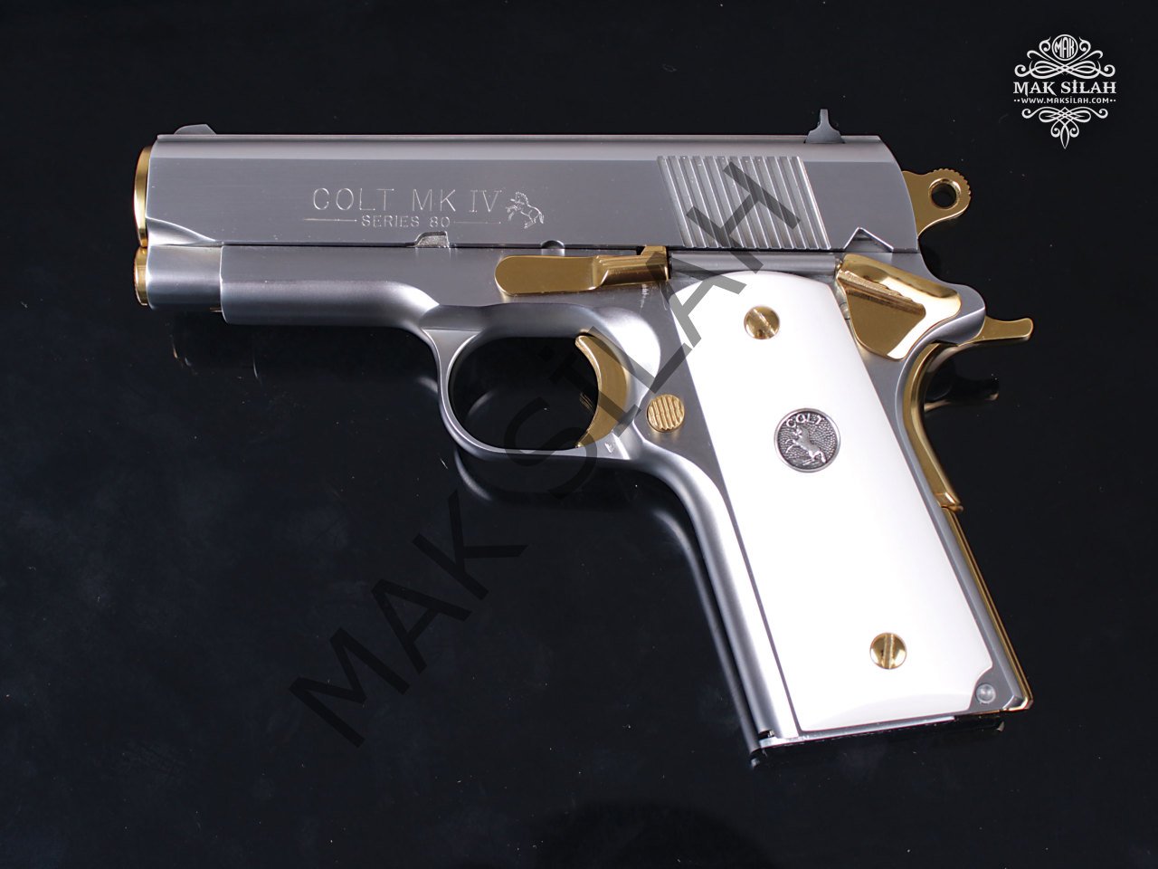 Colt 1911 MK IV // Füme Titanyum Kaplama,Parçalar Sarı Titanyum