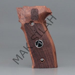 Sig Sauer P 226 Sarı Metal Arma Bumerang Mineli Nokta Motif Ceviz Ahşap Silah Kabze