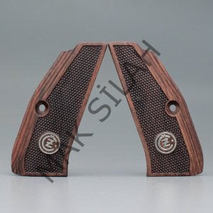 Cz 75 B Sport Sarı Metal Cz Arma Pütürlü Motif Ceviz Ahşap Silah Kabze