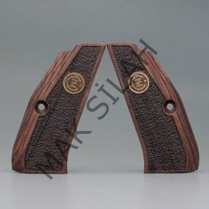 Cz 75 B Sport Sarı Metal Arma Cz Pütürlü Motif Ceviz Ahşap Silah Kabze