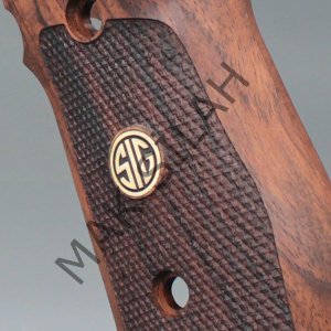 Sig Sauer P 228 P 229 Sarı Metal Arma Sig Baklava Motif Ceviz Ahşap Silah Kabze