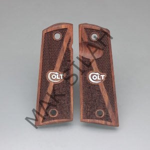 Colt 1911 Sarı Metal Colt Arma Çift Motif Ceviz Ahşap Silah Kabze
