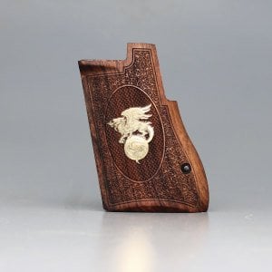 Desert Eagle Sarı Metal Ejderha Motif Ceviz Ahşap Silah Kabze