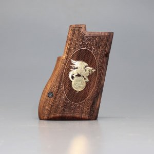 Desert Eagle Sarı Metal Ejderha Motif Ceviz Ahşap Silah Kabze