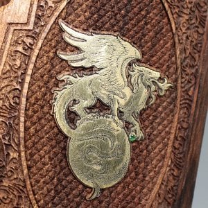 Desert Eagle Sarı Metal Ejderha Motif Ceviz Ahşap Silah Kabze