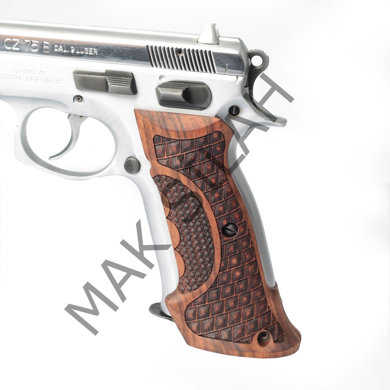 Cz 75 B Atış Çift Motif Parmak İzi Ceviz Ahşap Silah Kabze
