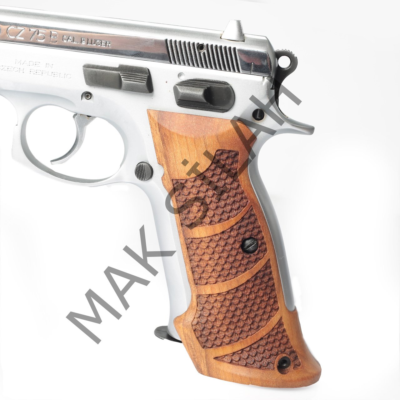 Cz 75 B Atış Balık Pulu Çizgili Motif Ceviz Ahşap Silah Kabze