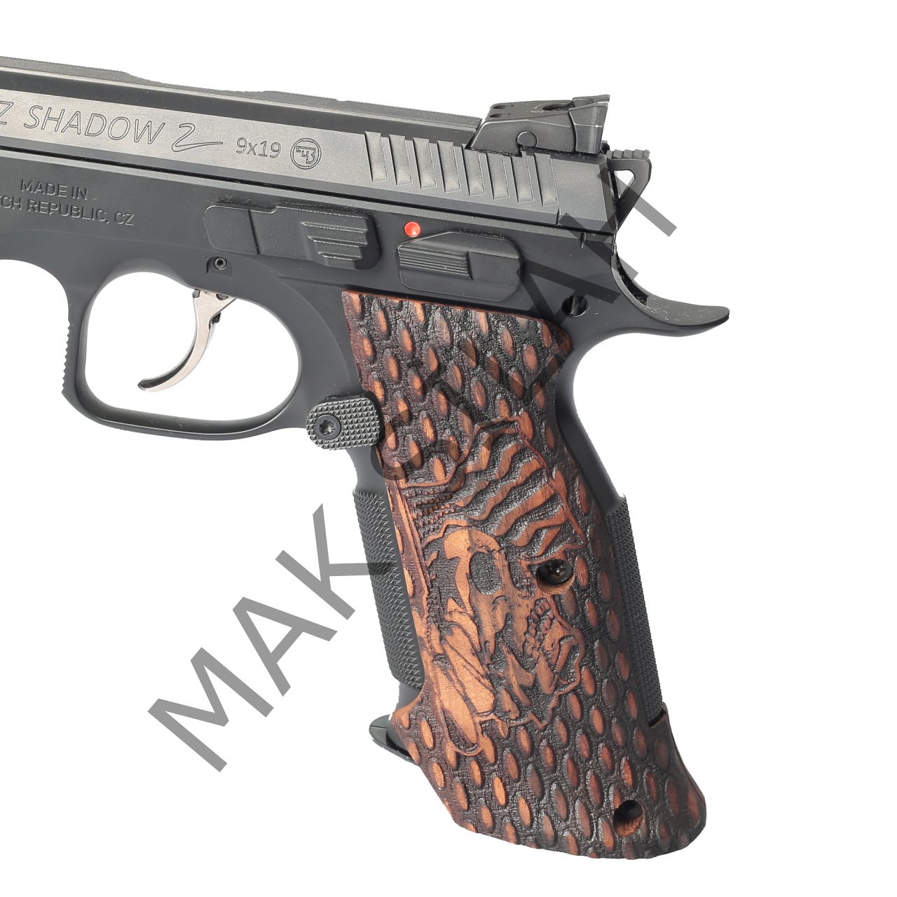 Cz Shadow 2 Atış Kuru Kafa Damla Motif Ceviz Ahşap Silah Kabze