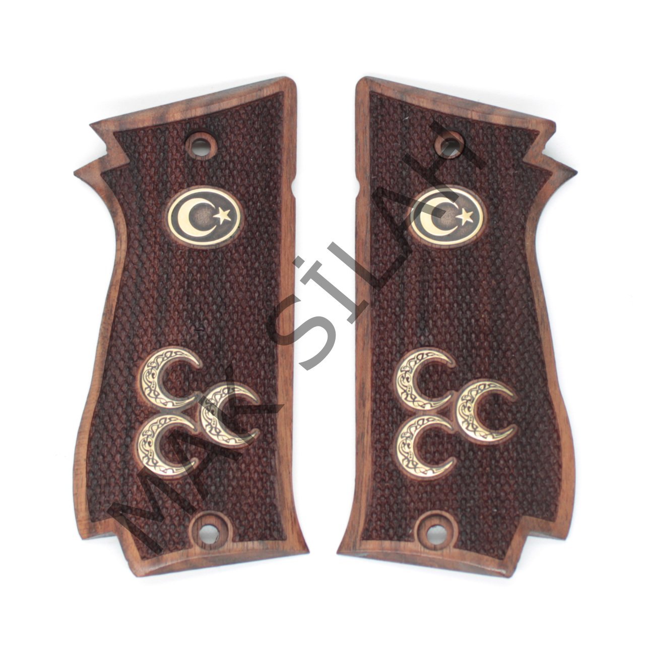 Sar Arms K2 45 Sarı Metal Arma Hilal Nokta Motif Ceviz Ahşap Silah Kabze