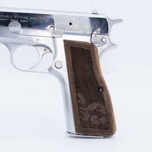 Browning Hp Yaprak Nokta Motif Ceviz Ahşap Silah Kabze