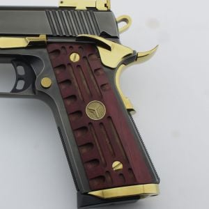 Yavuz 1911 Sarı Metal Kurt Purple Oluk Motif Ceviz Ahşap Silah Kabze