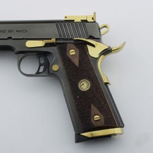 Yavuz 1911 Sarı Metal Yeleli At Pütürlü Motif Ceviz Ahşap Silah Kabze