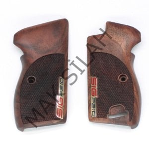 Sig P 210 Ortapedik Halkalı Sarı Metal Sig Mineli Nokta Motif Ceviz Ahşap Silah Kabze