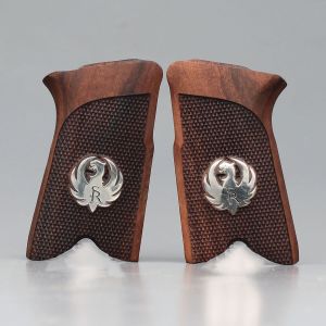 Ruger Beyaz Metal Kartal Arma Nokta Motif Ceviz Ahşap Silah Kabze