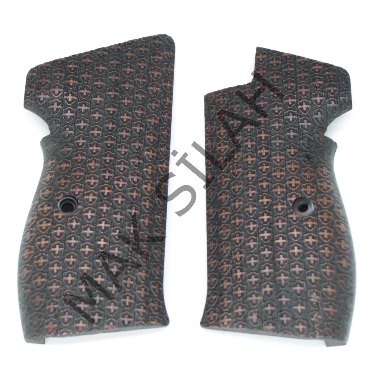Sig P 210 Ortapedik Halkasız Haç Motif Ceviz Ahşap Silah Kabze