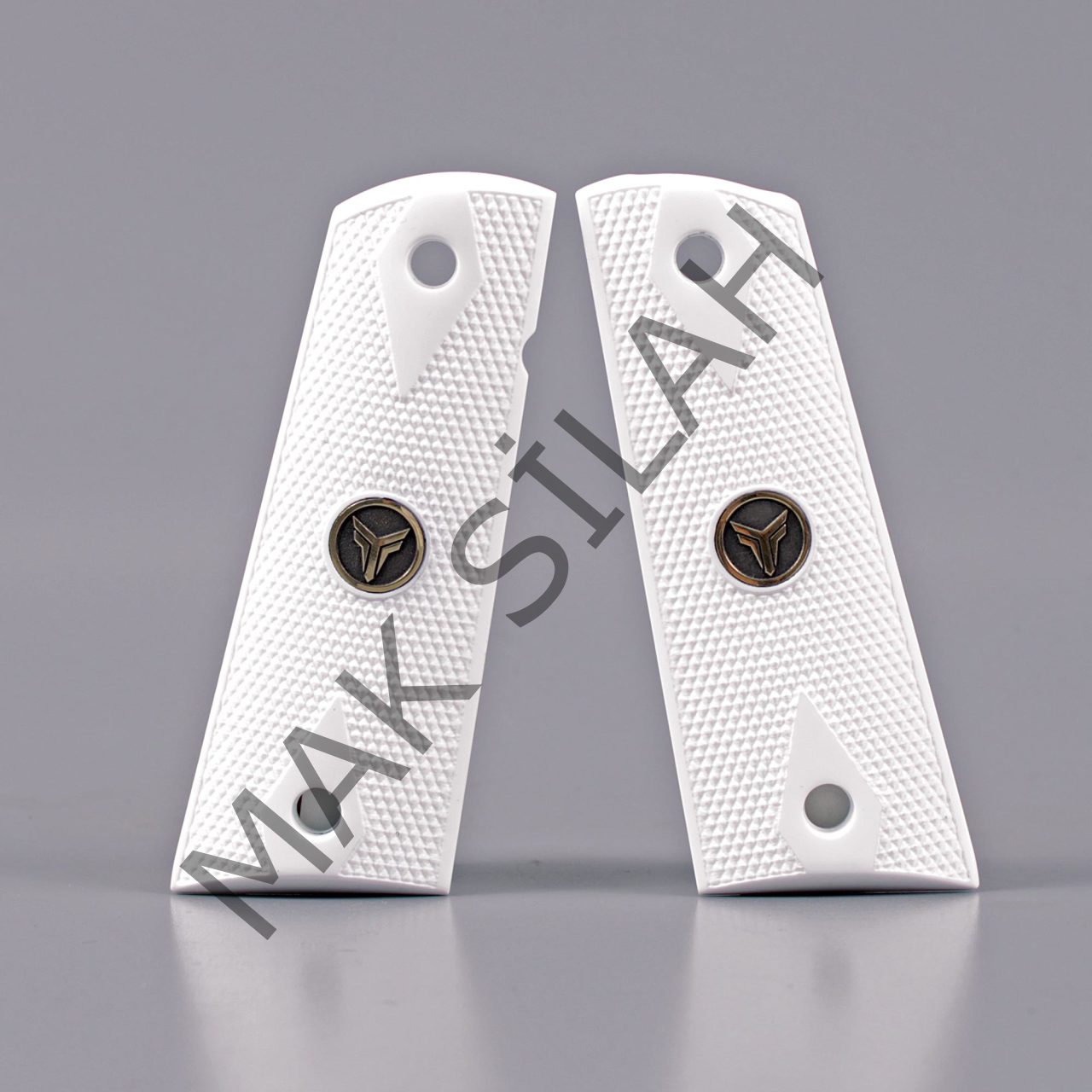 Yavuz 1911 Beyaz Metal Kurt Nokta Motif Akrilik Silah Kabze
