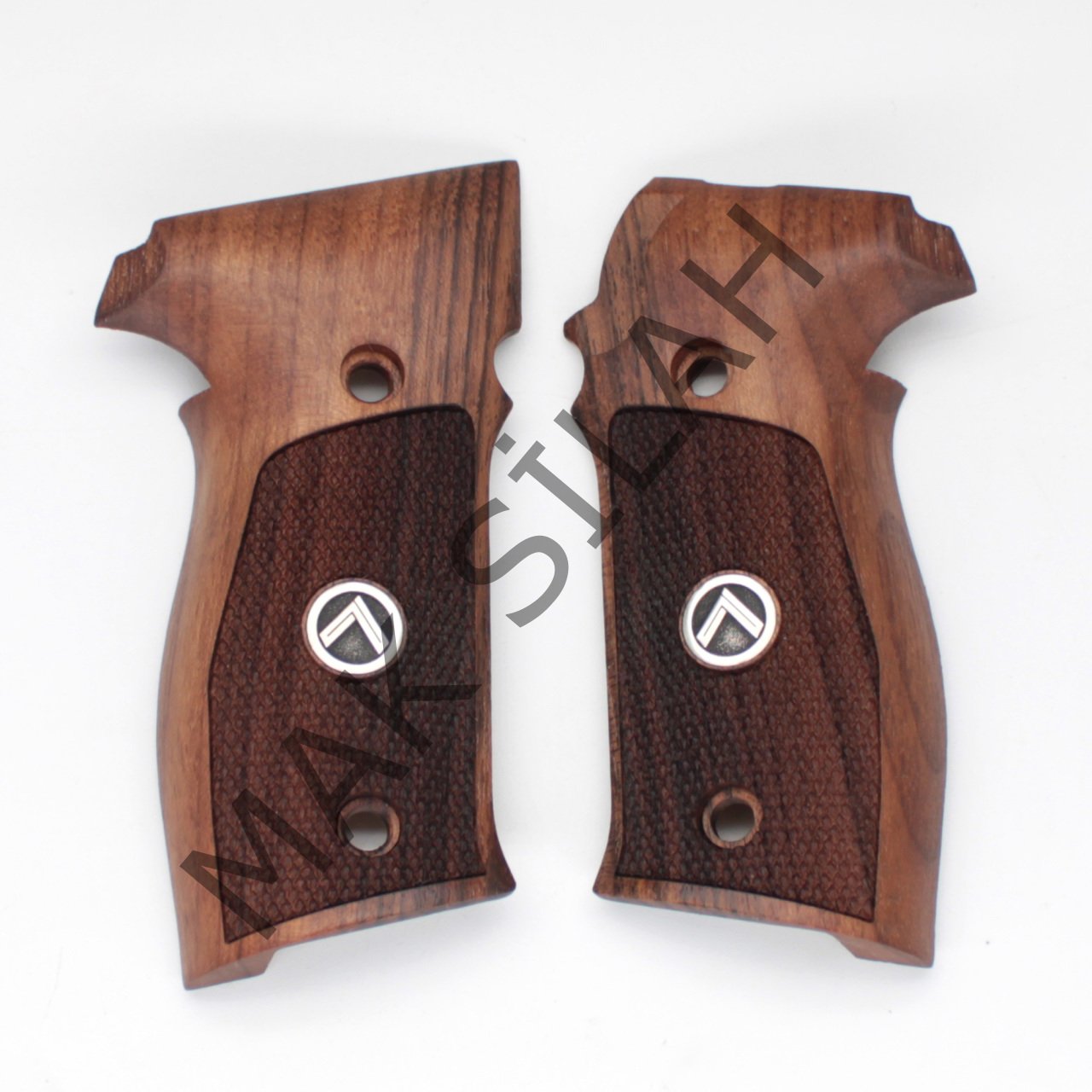 Sig Sauer P 226 Sarı Metal Bumerang Baklava Motif Ceviz Ahşap Silah Kabze