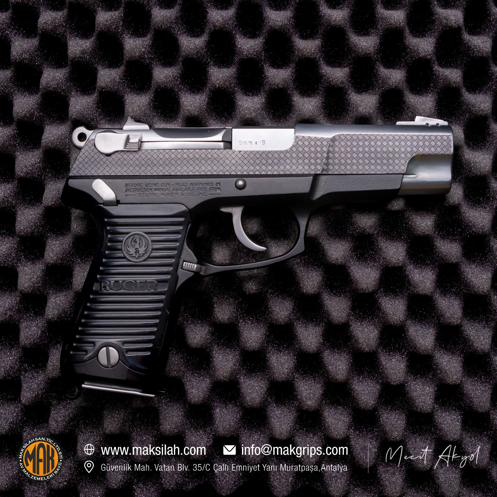 Ruger P85 // Üst kapak Gravür Füme Titanyum Kaplama Alt Gövde Siyah Cerekote