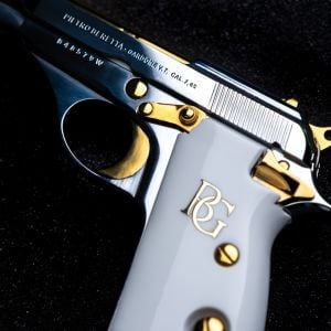 Beretta Mod 70 // Parlak Krom kaplama, gold titanyum detaylar. Pleksi kabze tasarım