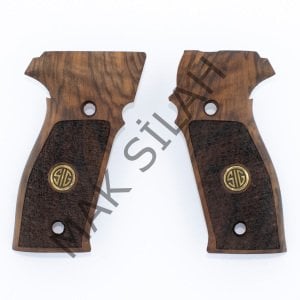 Sig Sauer P 226 Sarı Metal Arma Sig Tarama Ceviz Ahşap Silah Kabze