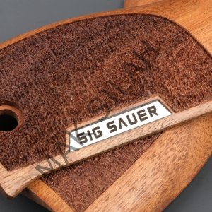 Sig Sauer P 226 Sarı Metal Sig Pütürlü Motif Ceviz Ahşap Silah Kabze
